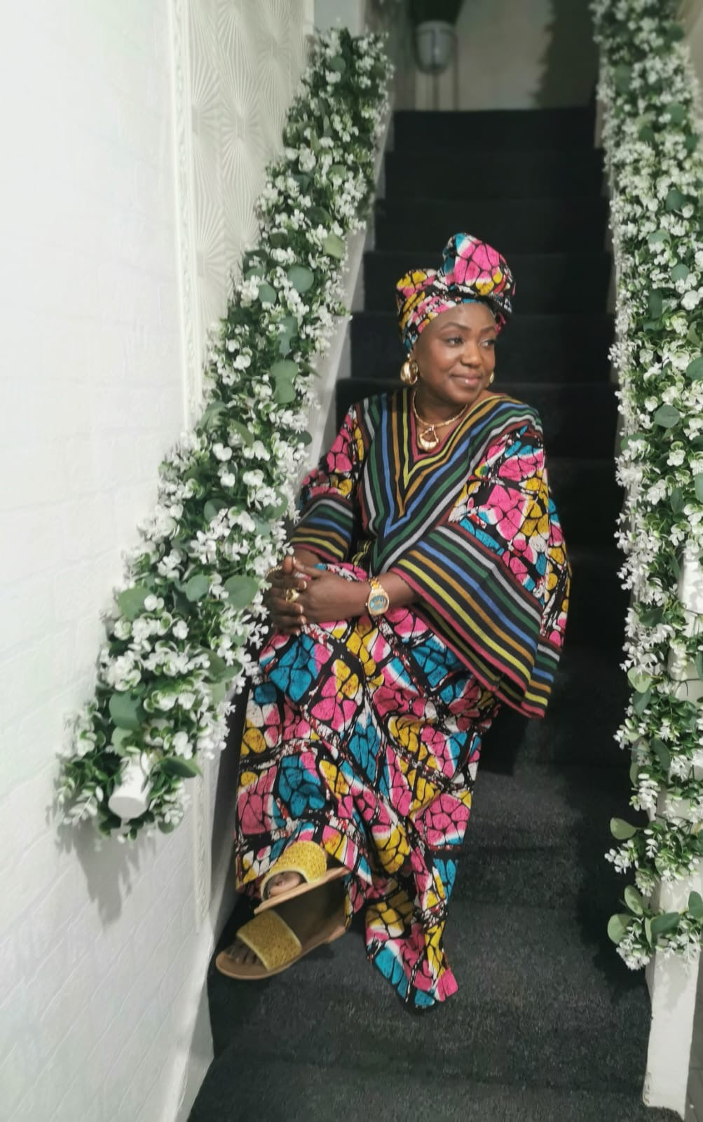 Boubou Ankara Maxi Dress Mixed with Aso Oke - Free UK Size 12-16 with heartier