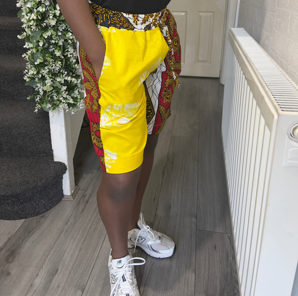 African Print Patchwork Shorts
