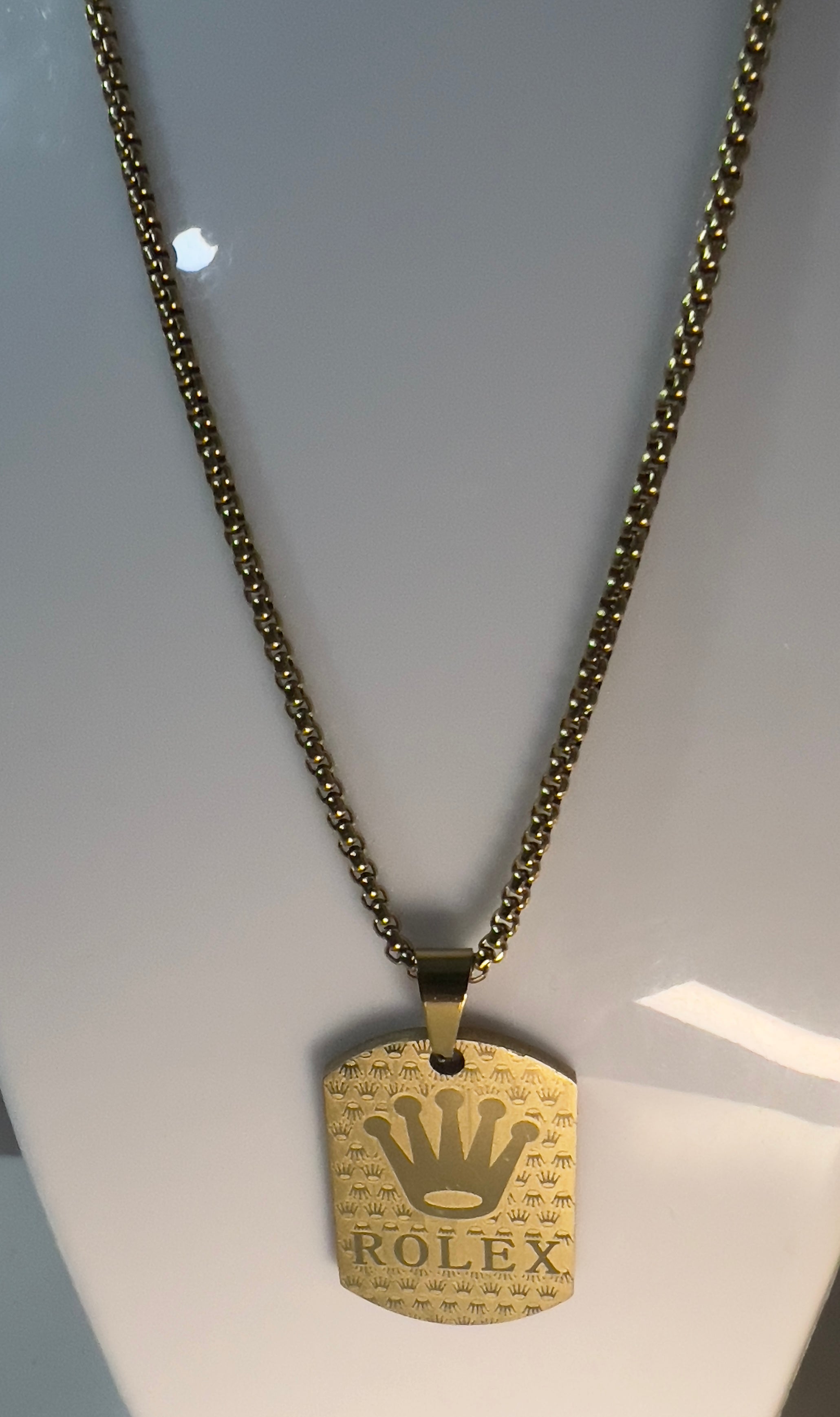 Stainless Steel Men's Necklace with Rolex Pendant