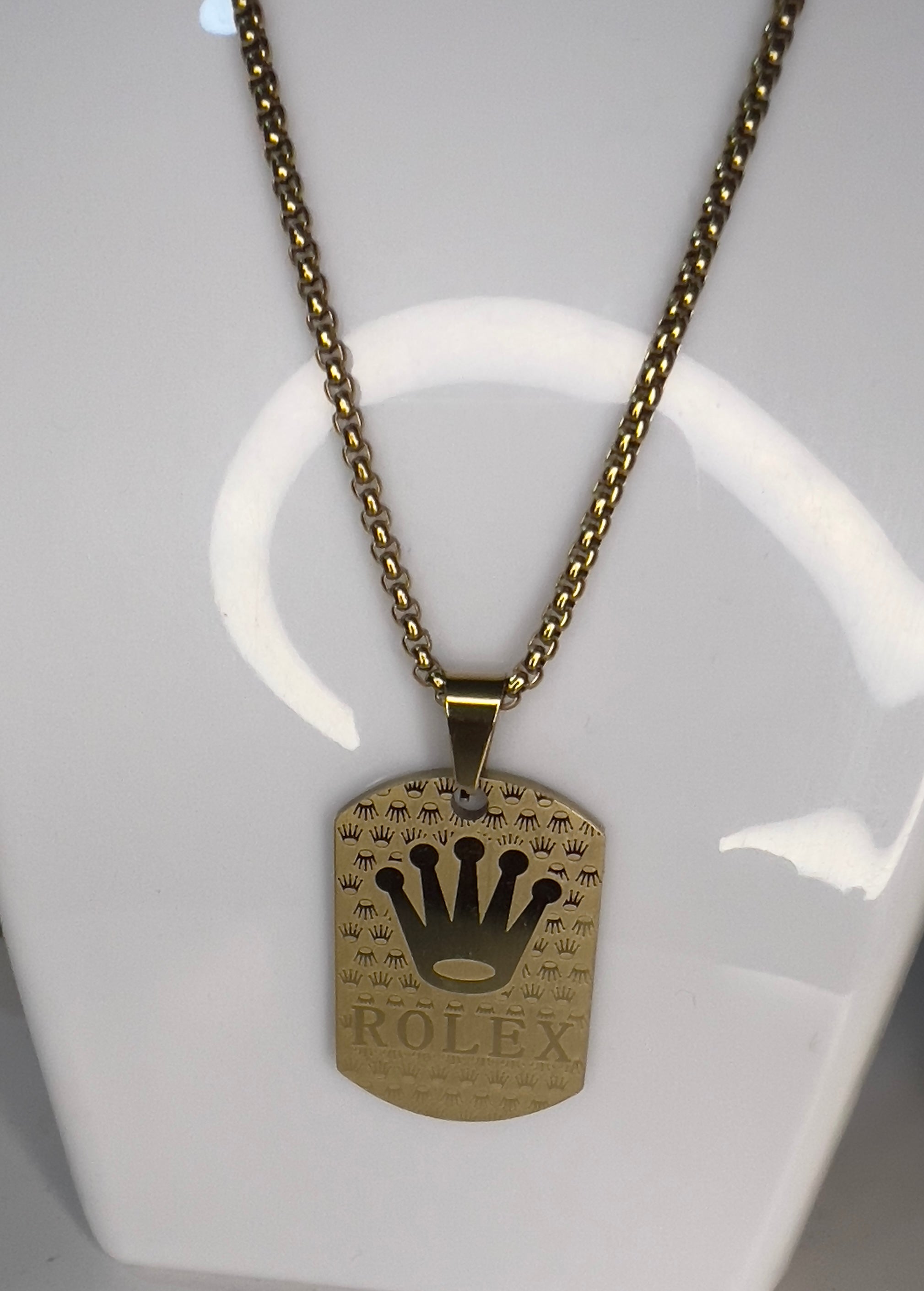 Stainless Steel Men's Necklace with Rolex Pendant