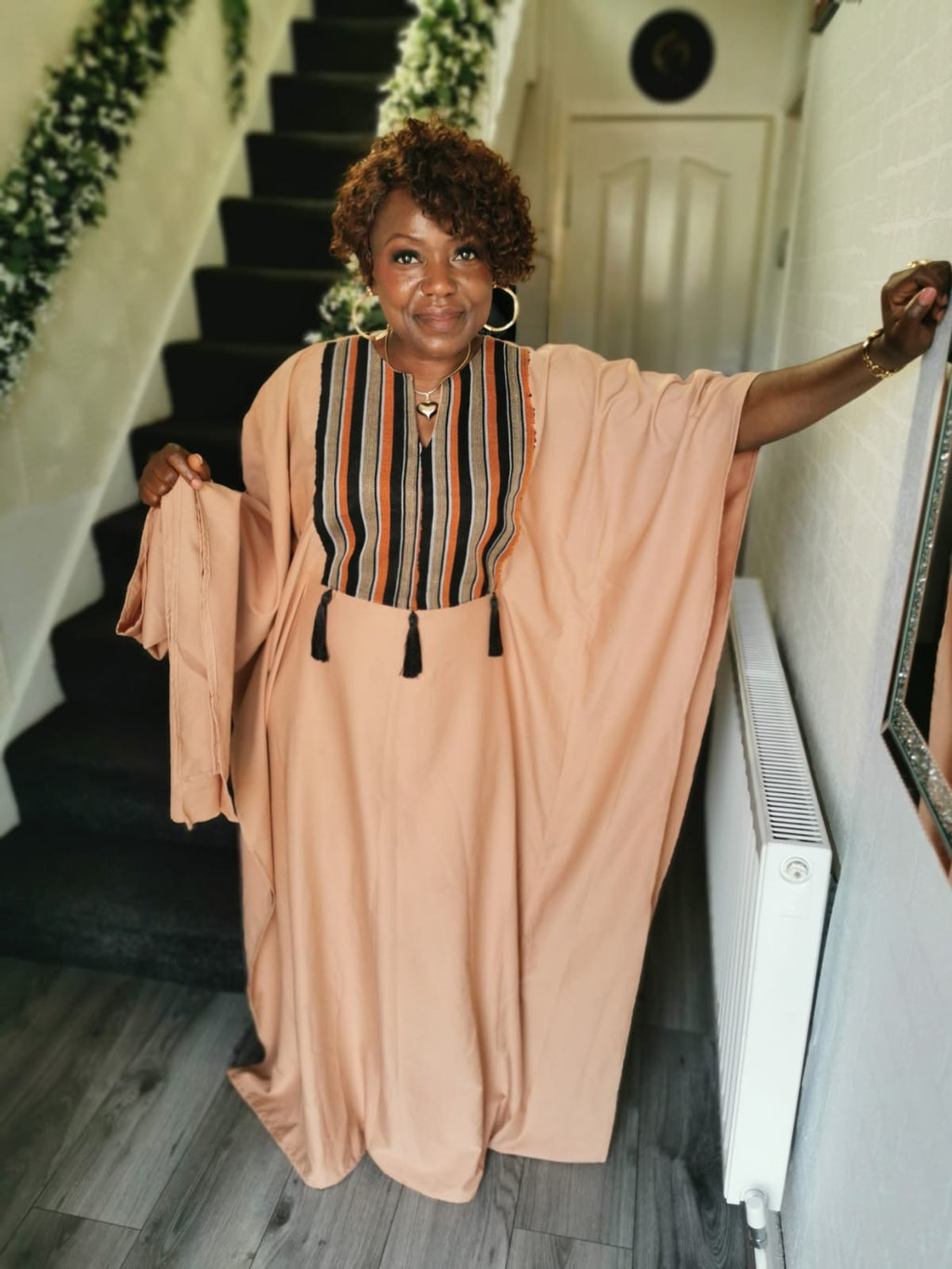 Crepe boubou dress mixed with Aso oke free uk size 12-18