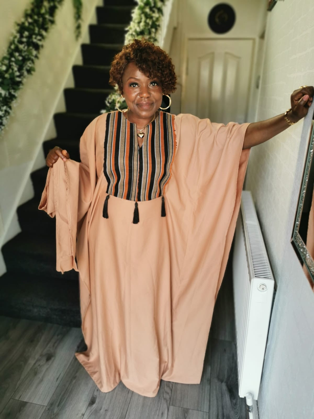 Crepe boubou dress mixed with Aso oke free uk size 12-18