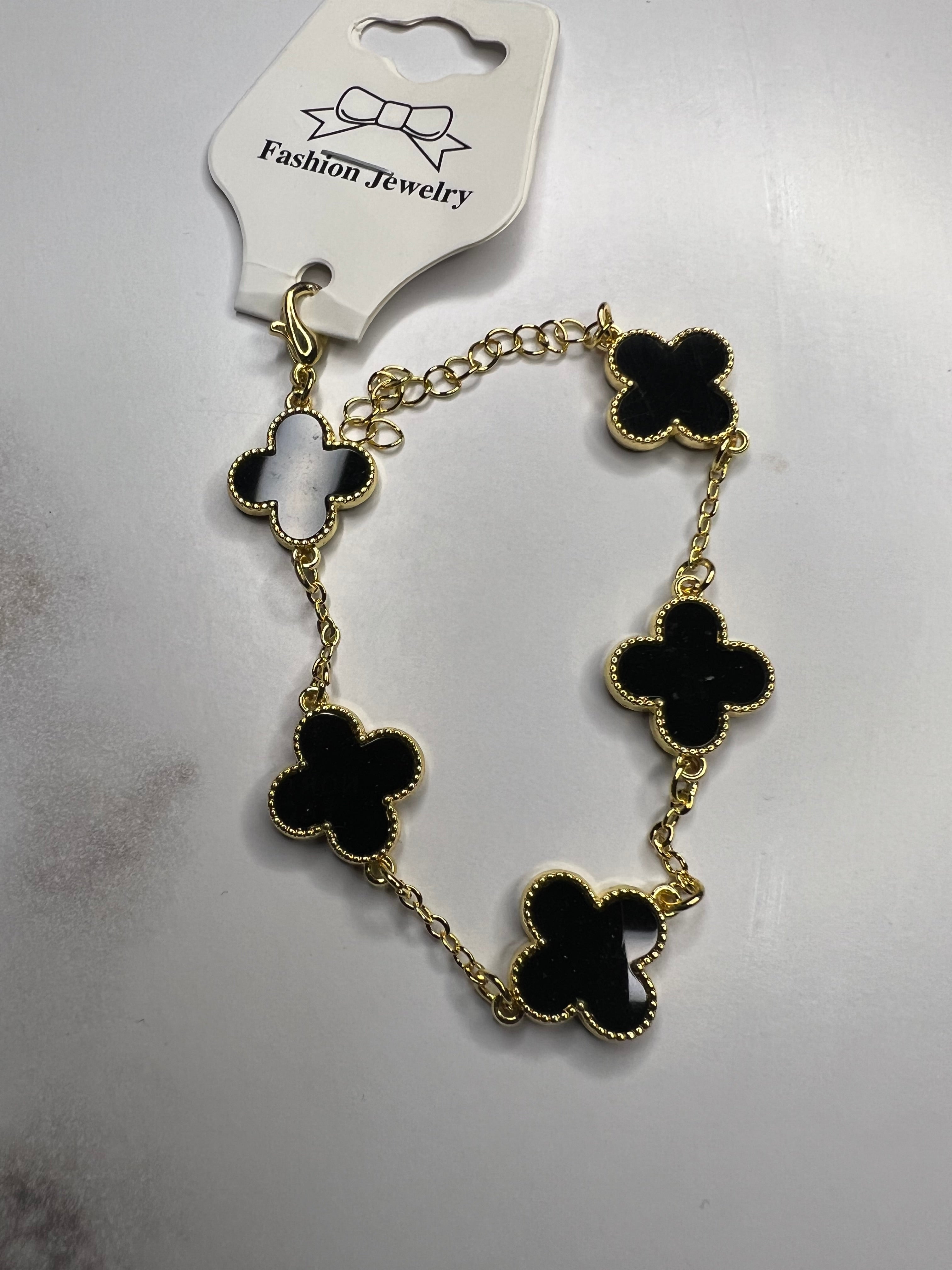 Clover Bracelet - Black and Gold