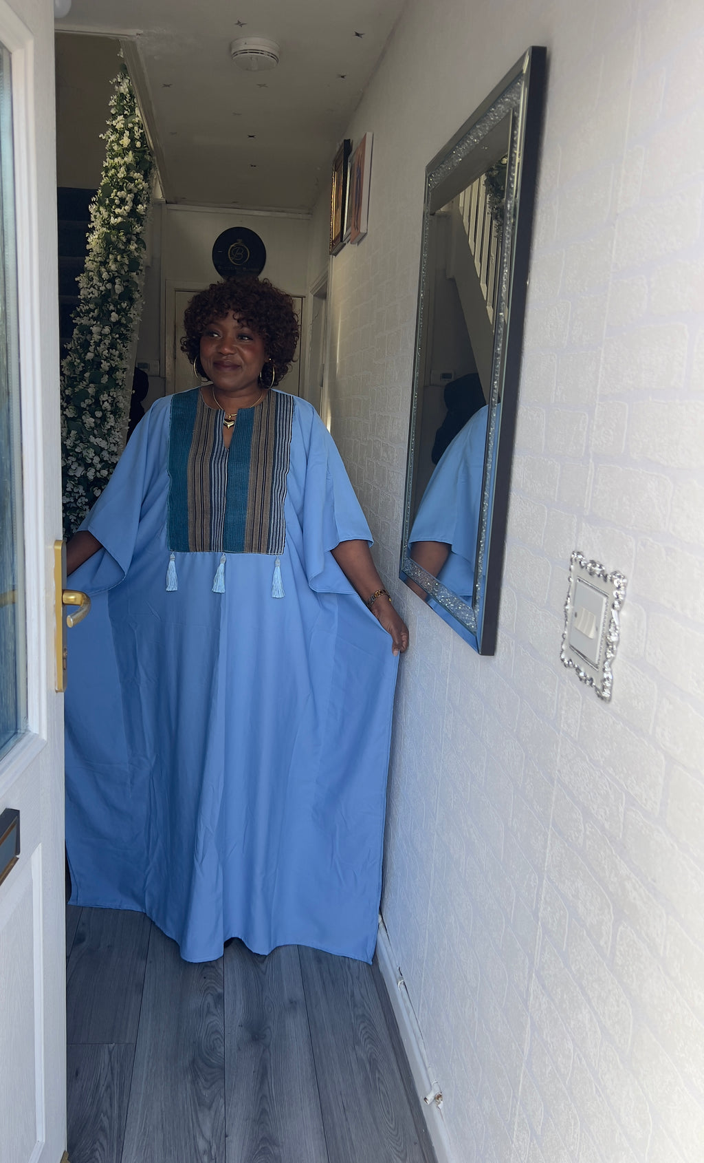 Crepe boubou dress mixed with Aso oke free uk size 12-18