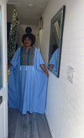Crepe boubou dress mixed with Aso oke free uk size 12-18
