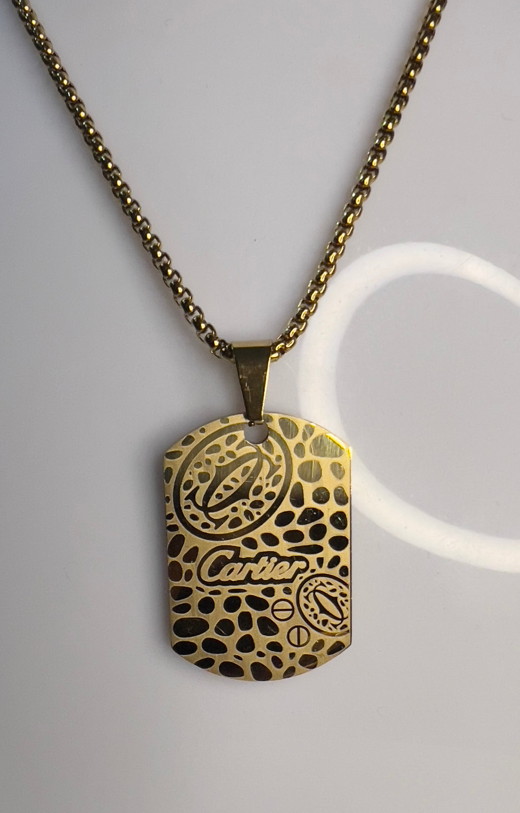 Pendant design in Cartier Men's Gold Necklace - 22 Inches Stainless Steel