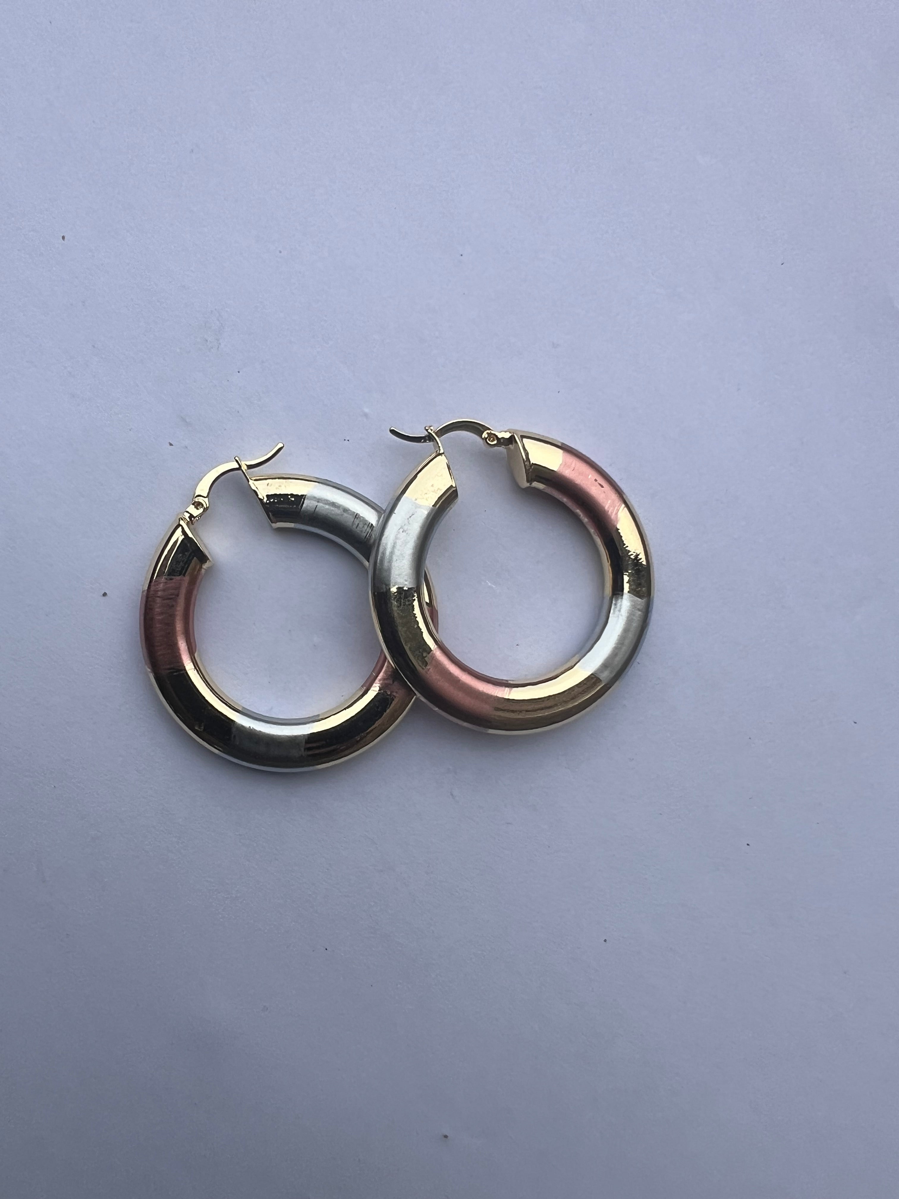 3 Tones Hoop Earring