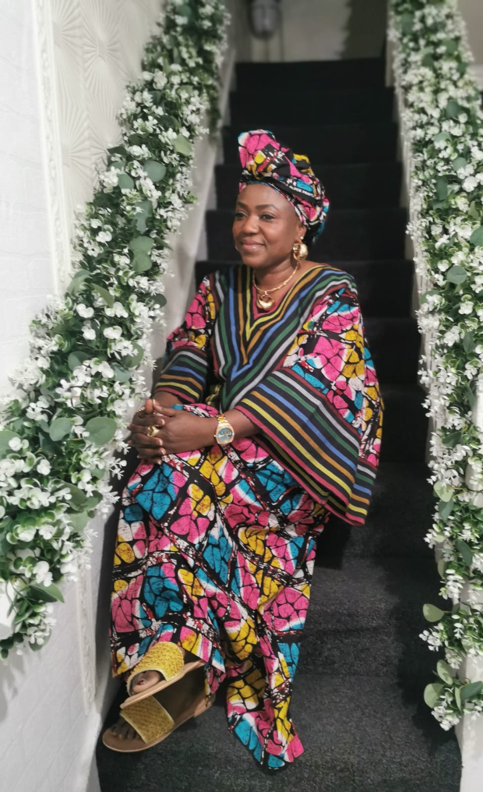 Boubou Ankara Maxi Dress Mixed with Aso Oke - Free UK Size 12-16 with heartier