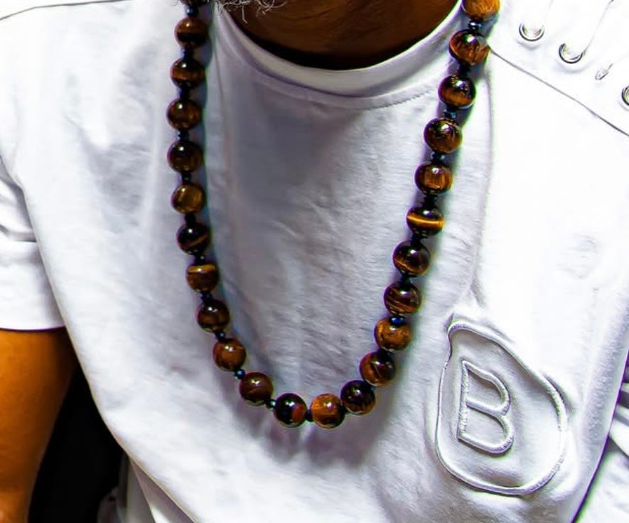 Tiger's Eye Beaded Necklace with Black Spacers 24 inches