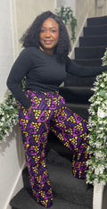 African Ankara Palazzo Trouser - UK Size 14,16,20,22- Multicoloured cotton texture