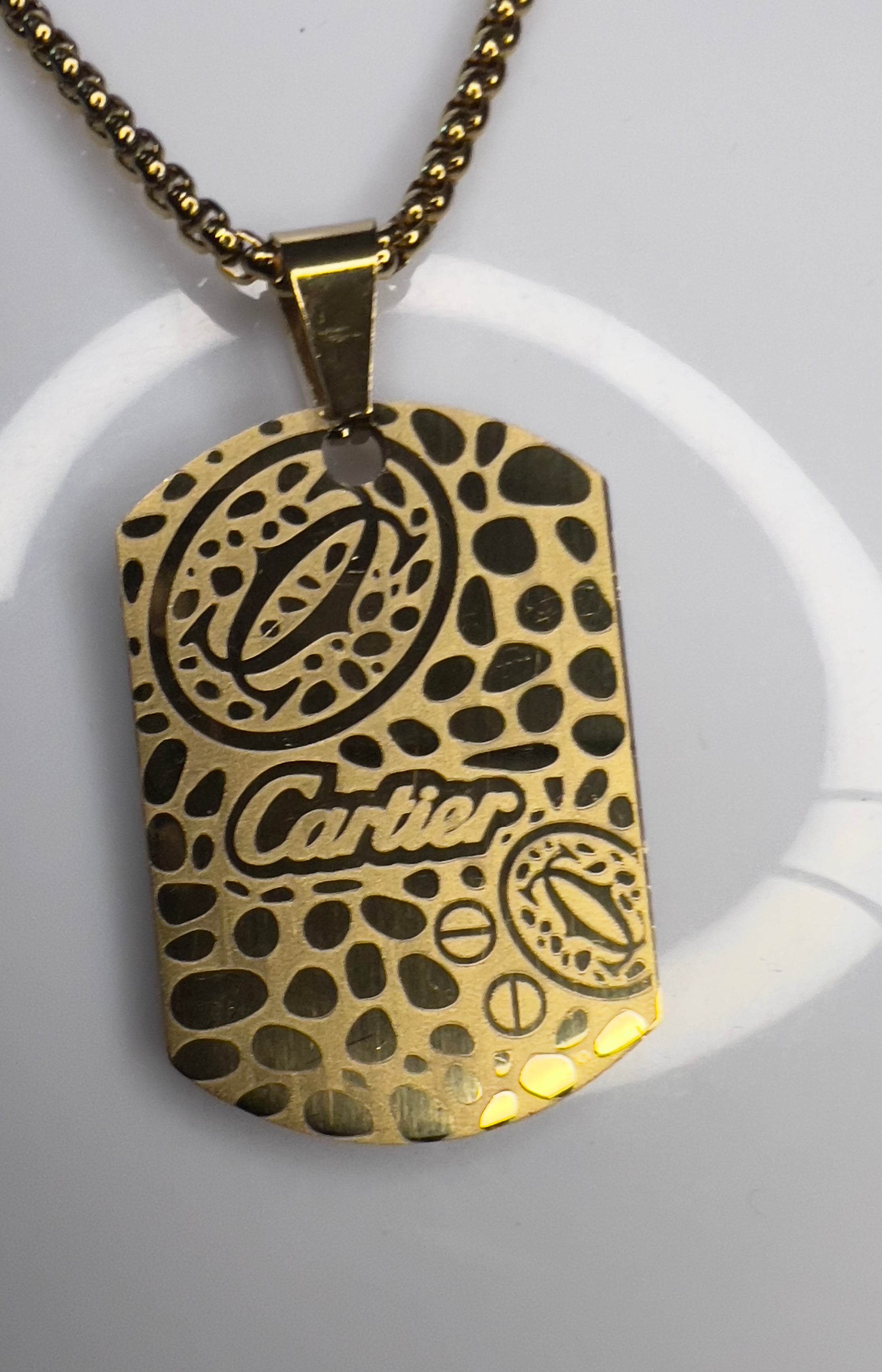 Pendant design in Cartier Men's Gold Necklace - 22 Inches Stainless Steel