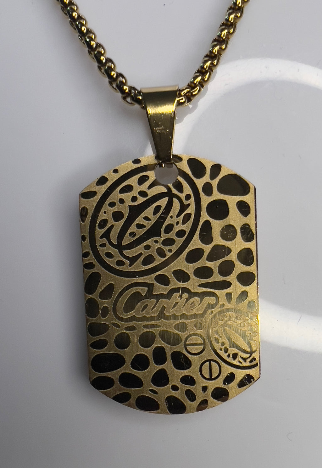 Pendant design in Cartier Men's Gold Necklace - 22 Inches Stainless Steel