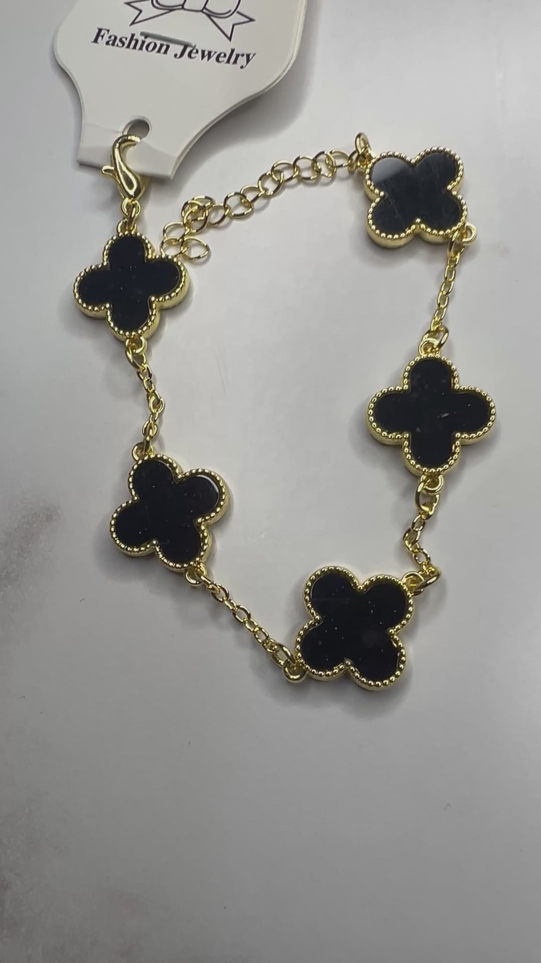 Clover Bracelet - Black and Gold