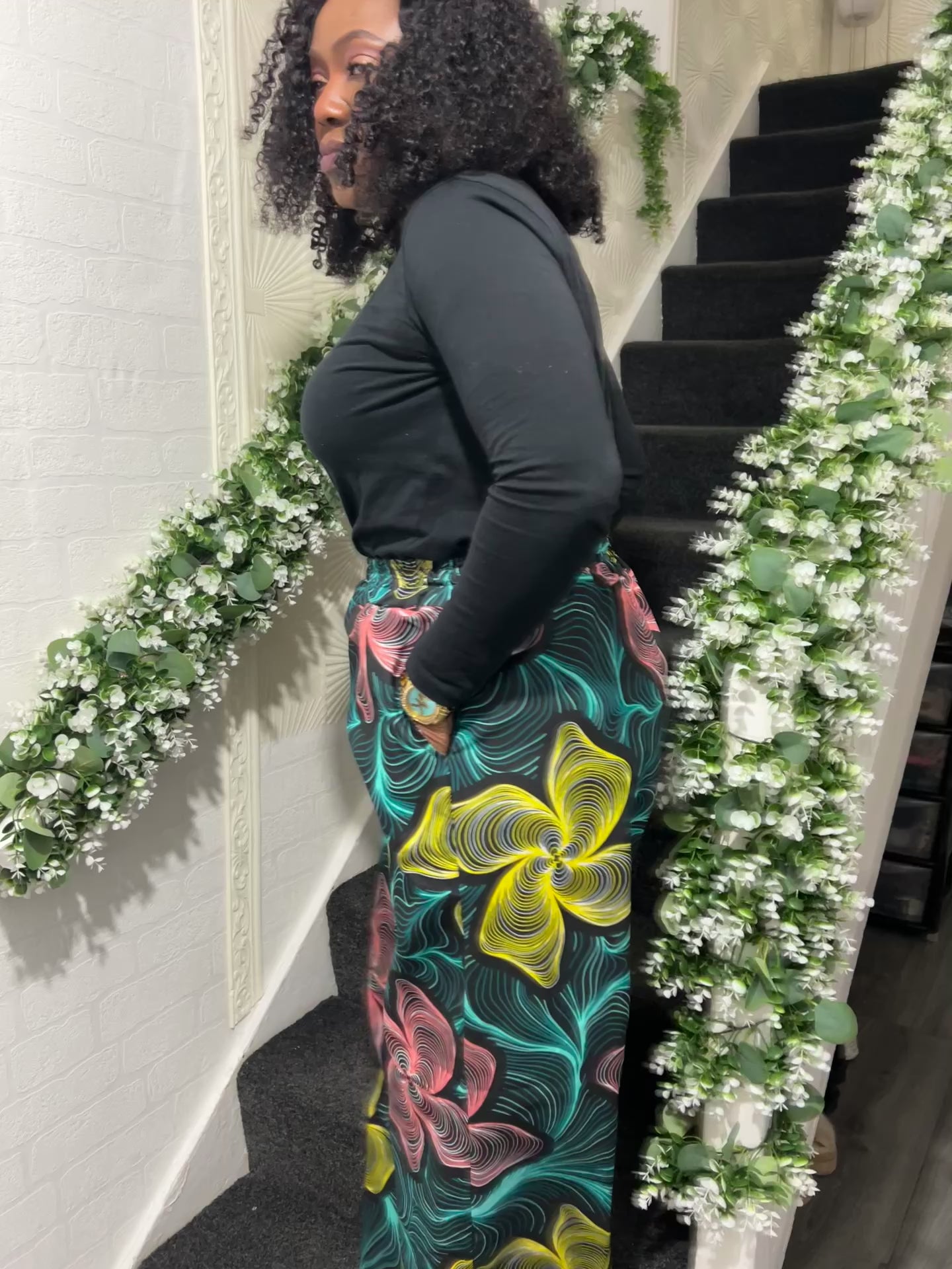 African Ankara Palazzo Trouser - UK Size 14,16,20,22- Multicoloured cotton texture